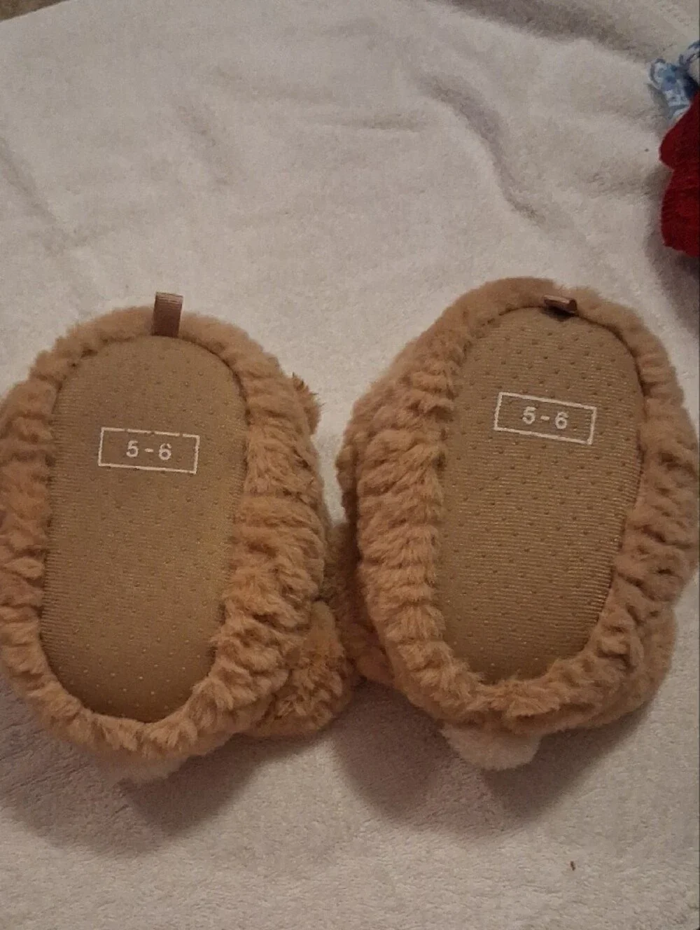 Plush Bear Kids Slippers - Brown with Pink Bow Size 5-6